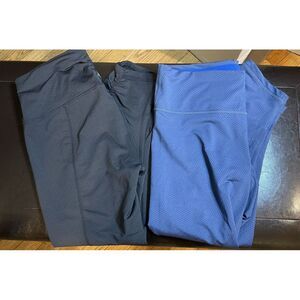 prAna Women's Set‎ Of 2 Misty Capri Crop Leggings Sz M Gray Blue